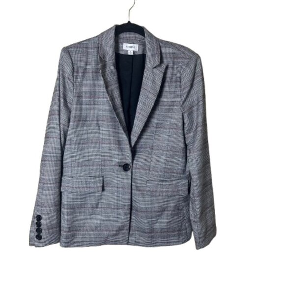 Evereve Plaid Stretch One Button Blazer Jacket Size Medium - Picture 1 of 9
